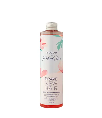 Безсулфатен шампоан за ежедневна употреба,обогатен с Арганово масло, Провитамин B5, Витамини B3 и B6 BRAVE NEW HAIR BLOOM by PolinaSofia 250ml