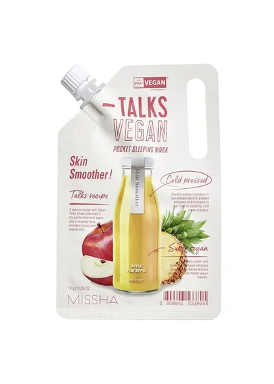 Нощна ексфолираща веган маска с екстракт от Ябълка и Ананас Missha Talks Vegan Pocket Sleeping Mask Skin Smoother