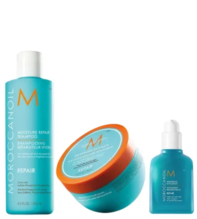 Сет за интензивно възстановяване Moroccanoil Moisture Repair Shampoo + Mask+ Mending Infusion