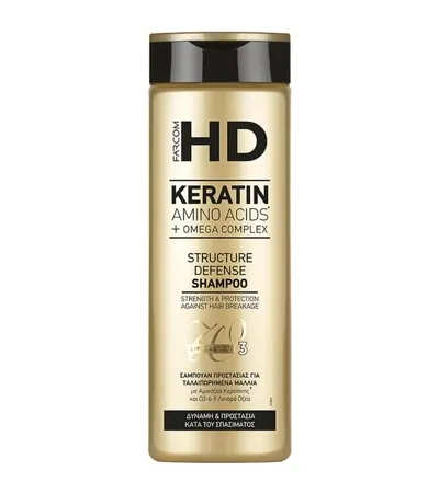 Шампоан за коса за сила и защита срещу накъсване с Кератин Farcom HD Keratin Amino Acids + Omega Complex Structure Defense Shampoo 400ml