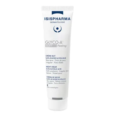 Лек нощен пилинг крем при неравномерен тен и разширени пори Isis Pharma Glyco-A Soft Peeling Night Cream 5.5% Glycolic Acid 30ml