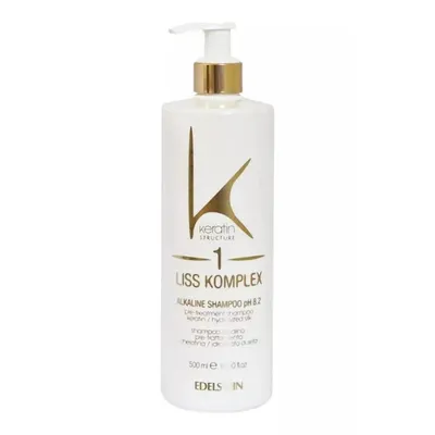 Алкален шампоан за трайно изправяне Edelstein Keratin Structure Liss Komplex 1 Shampoo 500ml