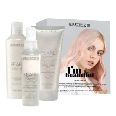 Комплект за луксозен бласък Selective Pearl Sublime Ultimate Luxury Shampoo + Conditioner + Spray