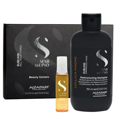 Комплект за интензивно реструктуриране на косата Alfaparf SDL Sublime Cellula Madre Restructuring Multiplier 150ml + Beauty Genesis 12 X 13ml