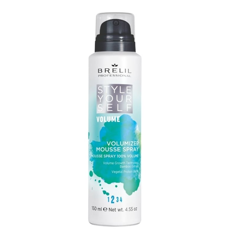 Мус-спрей за обем, блясък и анти-фриз ефект Brelil Style Yourself Volumizer Mousse Spray 150 ml