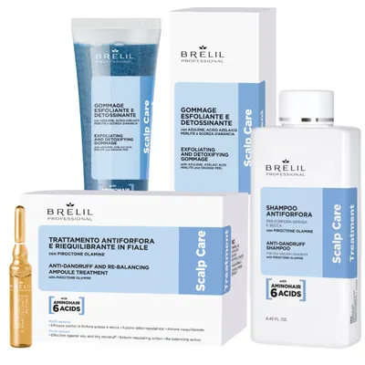 Комплект против пърхот и за балансиран скалп Brelil Scalp Care Anti-Dandruff Set 3pcs