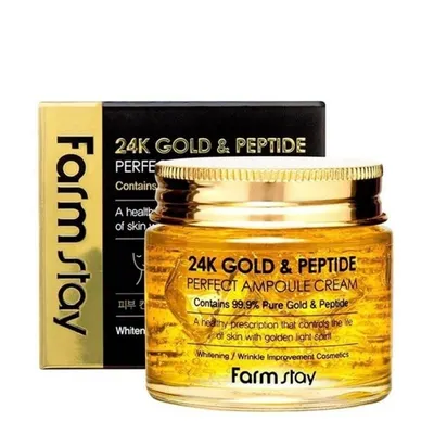 Крем с 24K злато и пептиди за стягане и хидратация – Farmstay 24K Gold & Peptide Perfect Ampoule Cream 80ml