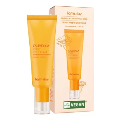 Околоочен крем с невен против тъмни кръгове и бръчки – Farmstay Calendula Relief Eye Cream 50 ml