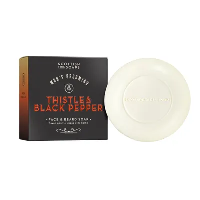 Почистващ сапун за лице и брада с магарешки бодил и жожоба Scottish Fine Soap Thistle & Black Pepper Face & Beard Soap 100 g