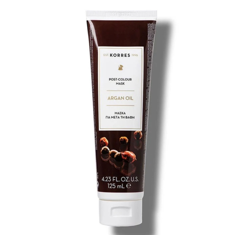 Маска за коса след боядисване с арганово масло, crambe oil и ший за блясък и по-гладки краища KORRES Argan Oil Post-Colour Mask 125 ml