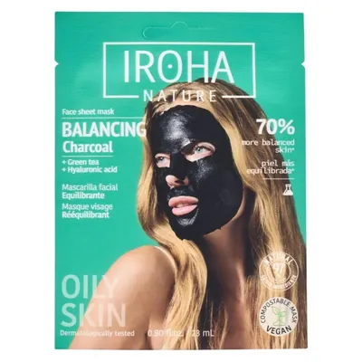 Интензивна детоксикираща маска за лице с активен въглен и хиалурон IROHA Nature Detox Balancing Charcoal 25 ml