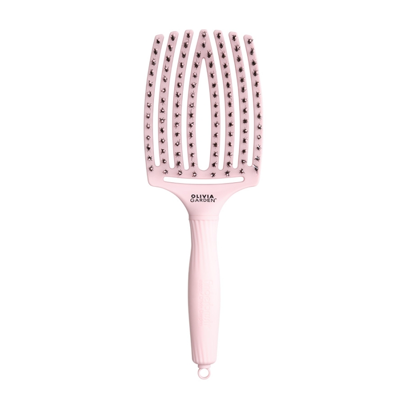 Четка за разресване с глигански косъм и полимерни лакна Olivia Garden Fingerbrush Combo Pastel Pink L