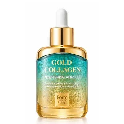 Подхранващ серум за суха, повяхнала и отпусната кожа с колаген и злато Farmstay Gold Collagen Nourishing Ampoule 55 ml