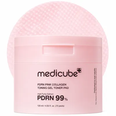 Тонер падове за дехидратация, уморен вид и неравна текстура MEDICUBE PDRN Pink Collagen Gel Toner Pad 120 ml