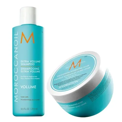 Комплект шампоан за обем и възстановяваща маска за фина и увредена коса Moroccanoil Extra Volume Shampoo 250 ml + Restorative Hair Mask 250 ml