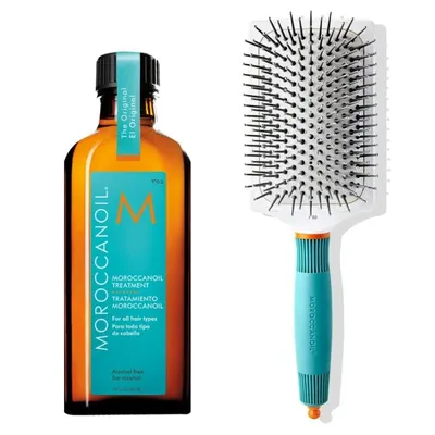 Комплект арганово масло за блясък и четка за разресване Moroccanoil Treatment Original 100 ml + Ceramic Paddle Brush