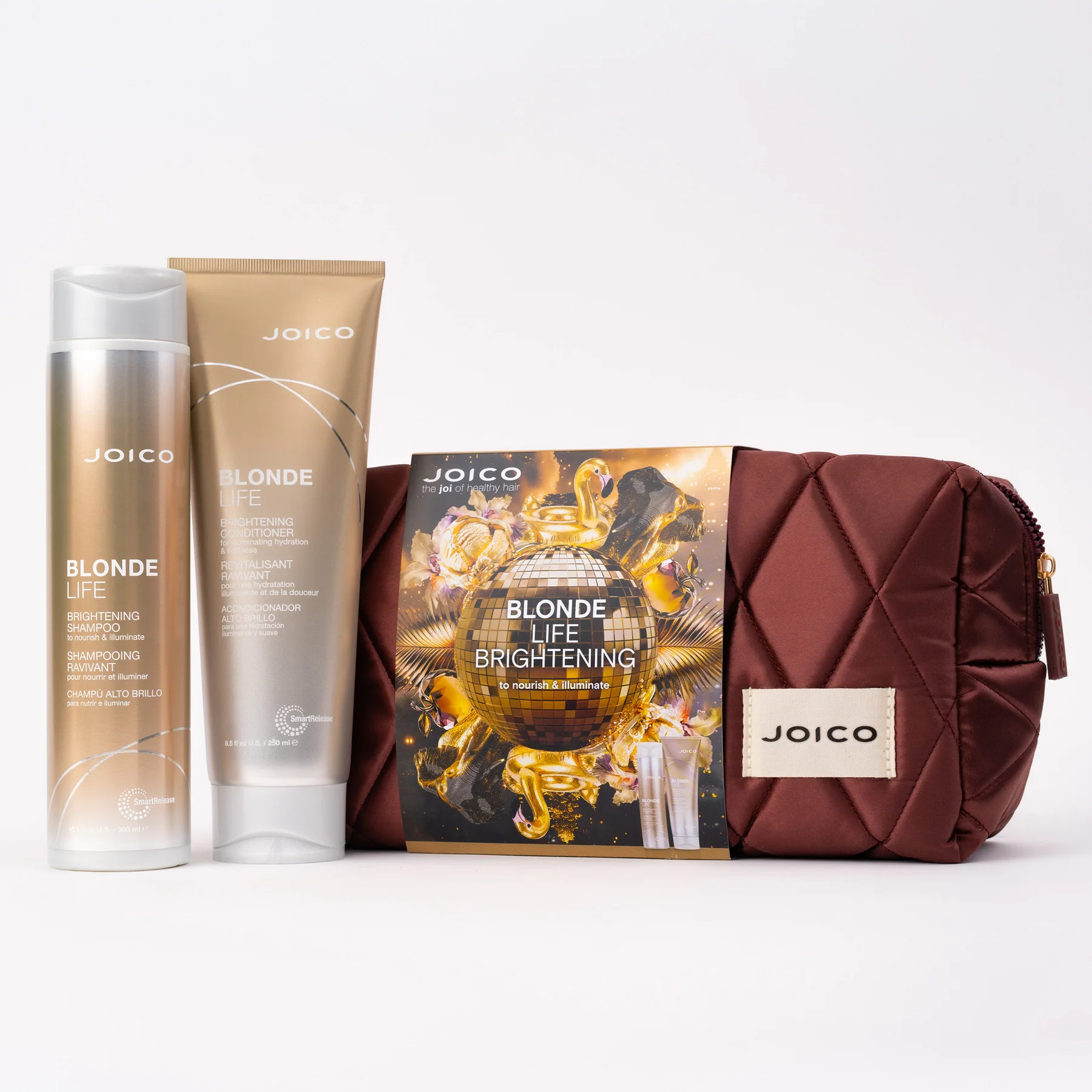 Комплект за руса коса JOICO Blonde Life Brightening Duo Set + несесер