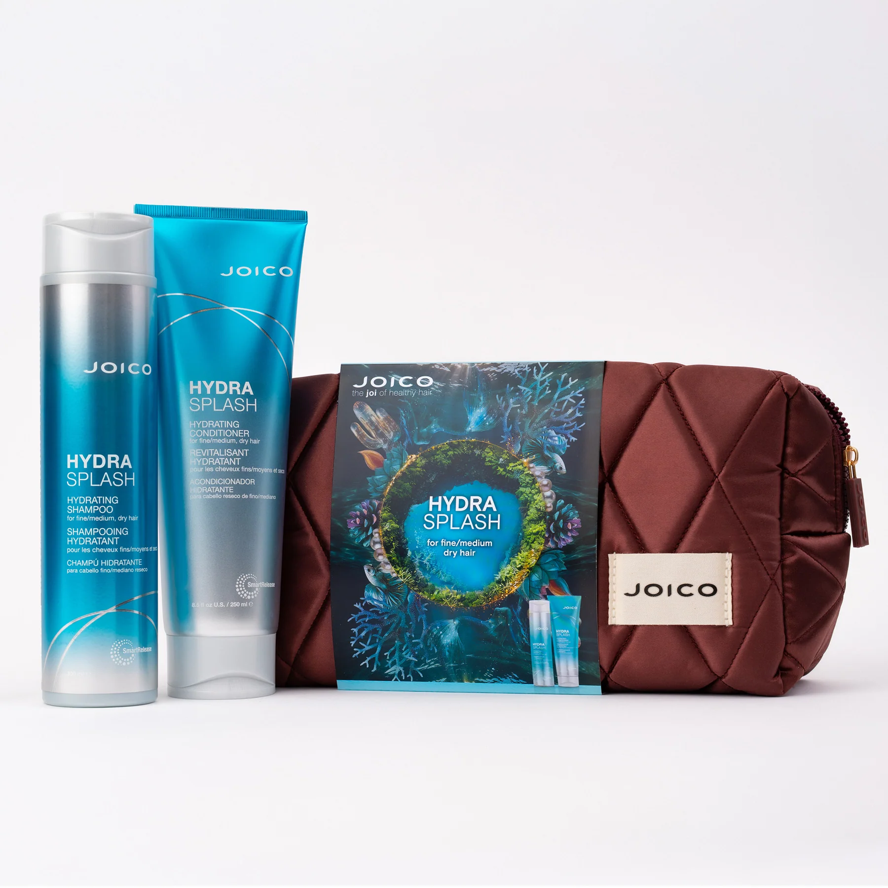 Хидратиращ комплект за фина коса JOICO HydraSplash Duo Set + несесер