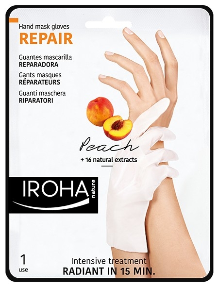 Подхранваща маска "ръкавици" за уморени ръце с Праскова Iroha Repairing Gloves Mask for Hands - Peach — 2