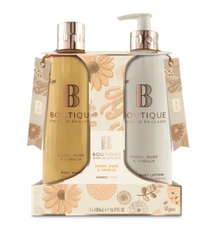 Комплект за тяло Душ гел + Лосион за ръце и тяло Boutique Amber, Musk & Vanilla Body Care Duo