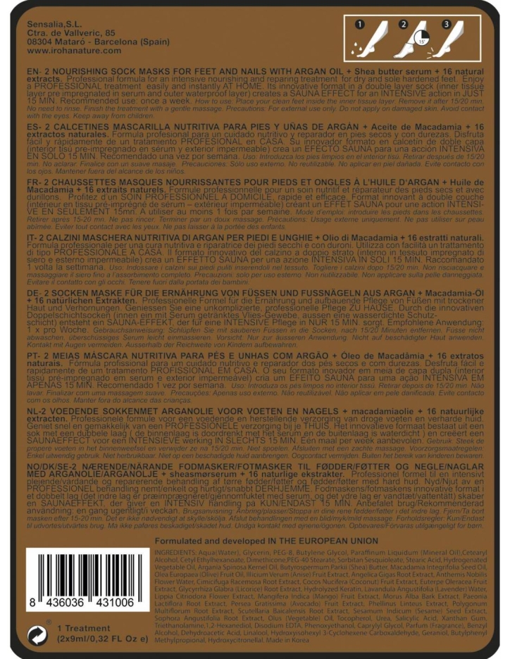 Омекотяваща маска чорапи за сухи и груби ходила Iroha Nourishing Socks Mask for Feet with Argan 18ml — 3