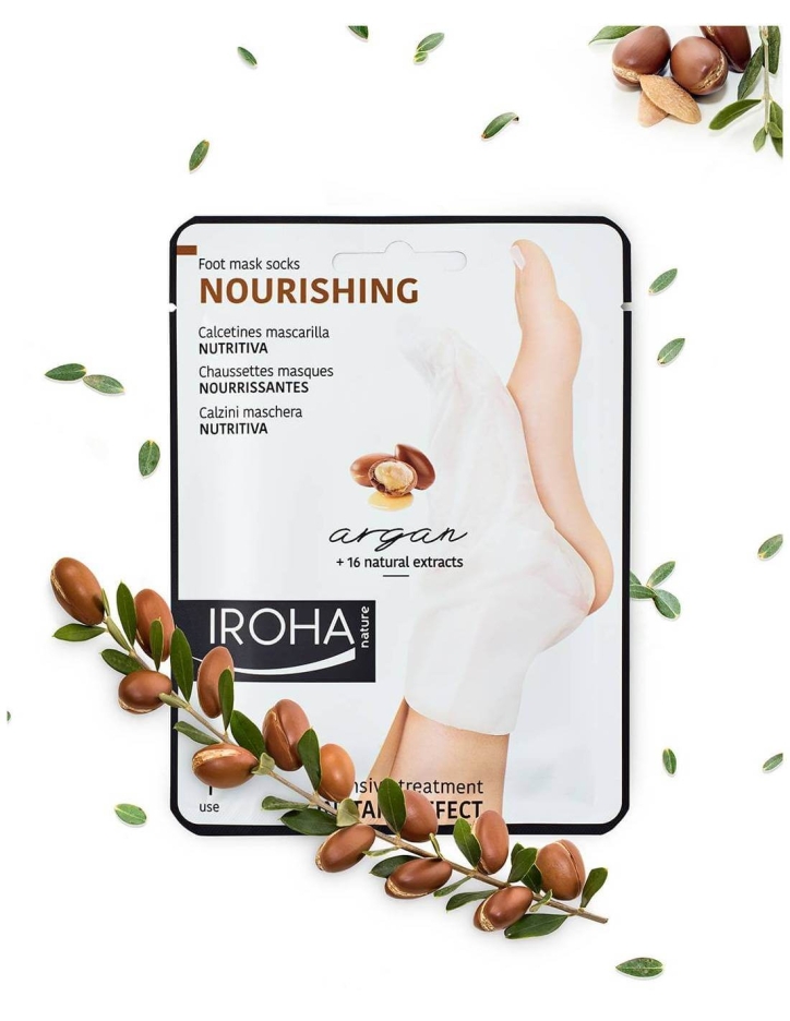 Омекотяваща маска чорапи за сухи и груби ходила Iroha Nourishing Socks Mask for Feet with Argan 18ml — 4