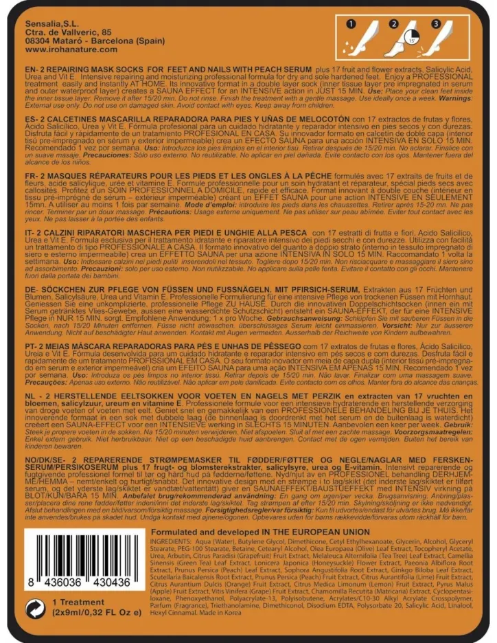 Подхранваща маска "чорапи" за сухи и изтощени крака Iroha Repairing Socks Mask for Feet — 3