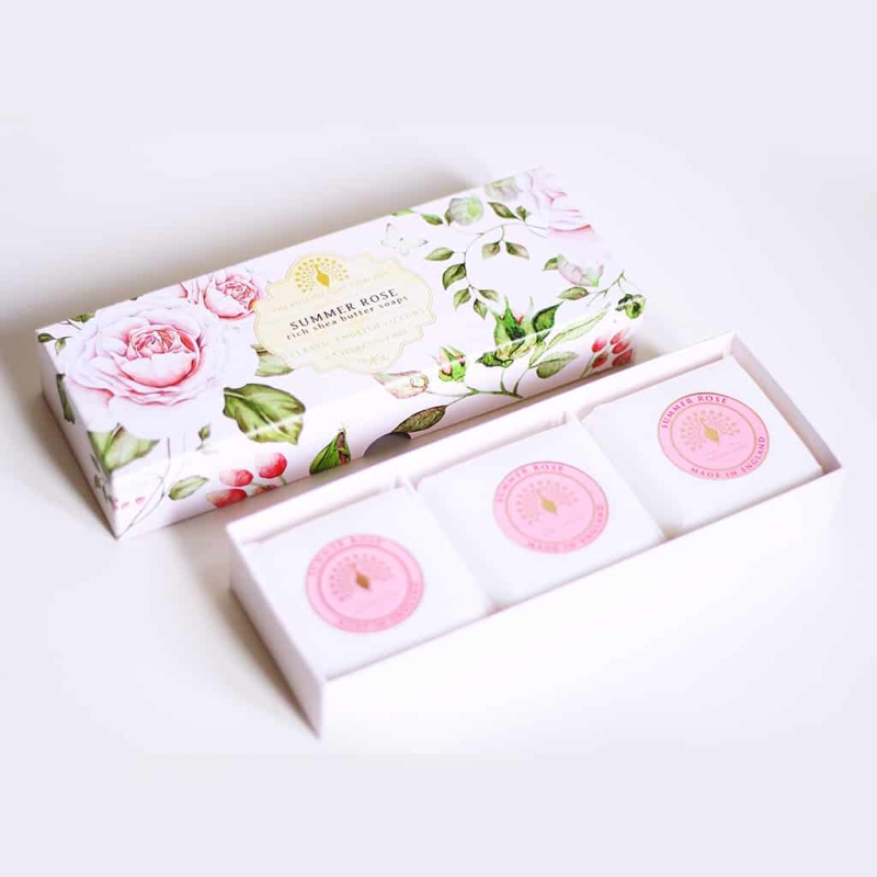 Комплект луксозни сапуни в кутия с Роза The English Soap Company Summer Rose Soap 3x100g — 2