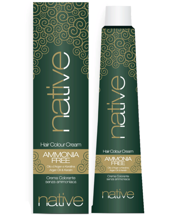 Професионална безамонячна боя за коса с арган и кератин Native Hair Colour Cream Ammonia Free 100ml