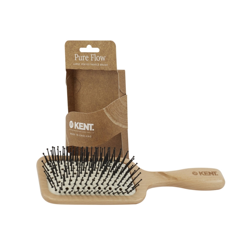 Дървена четка за коса с вентилация - голяма Kent Pure Flow LPF2 Hair Brush