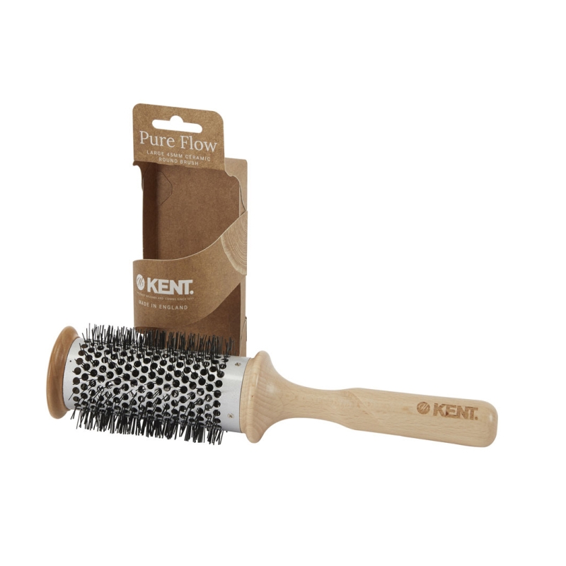Дървена четка за изсушаване и оформяне на косата с керамично ядро Kent Pure Flow LPF6 Hair Brush