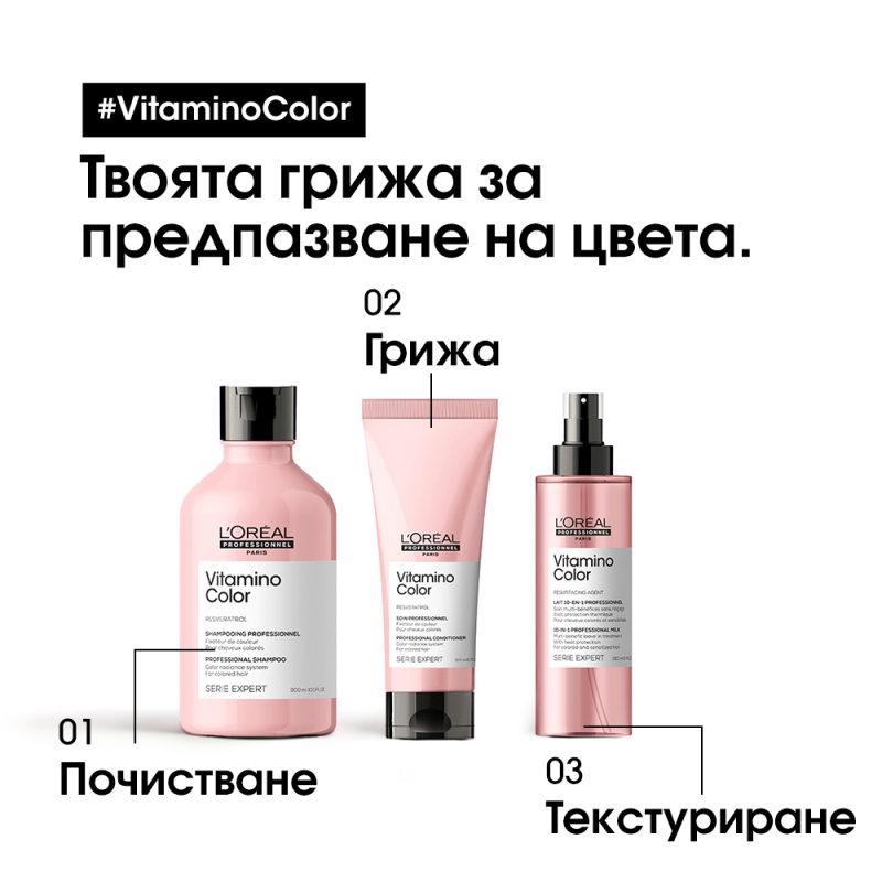 Балсам за запазване на цвета и блясъка на боядисана коса Loreal Professionnel Serie Expert Vitamino Color Resveratrol Conditioner 200ml — 6