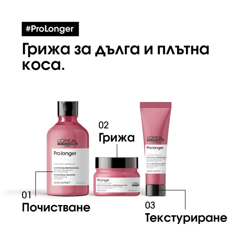 Уплътняваща маска за обновяване на дължините Loreal Professionnel Serie Expert Pro Longer Filler A100 + Amino Acid Mask 250ml — 6