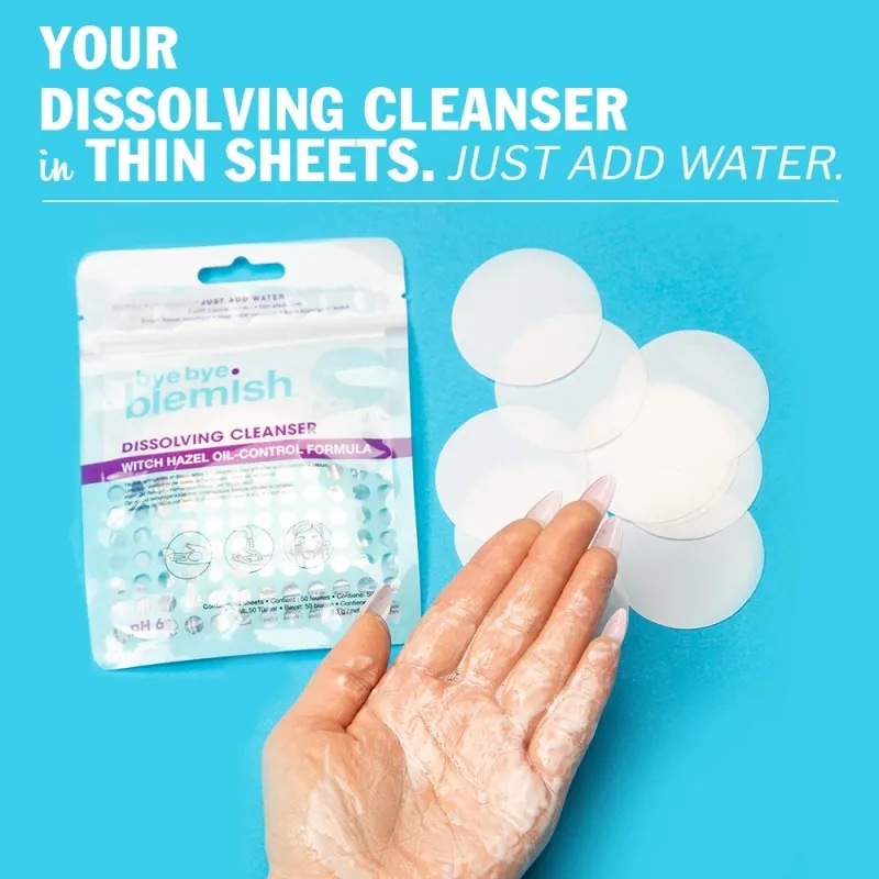 Почистващи тампони за лице против омазняване на кожата Bye Bye Blemish Dissolving Cleanser 50pcs — 3