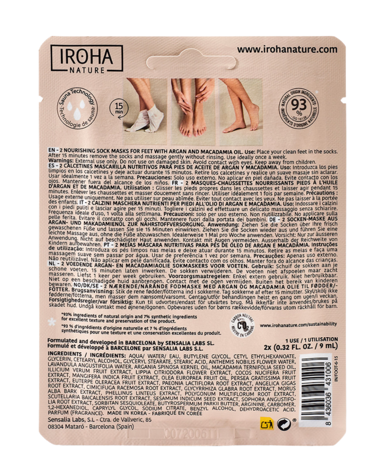 Омекотяваща маска чорапи за сухи и груби ходила Iroha Nourishing Socks Mask for Feet with Argan 18ml — 8