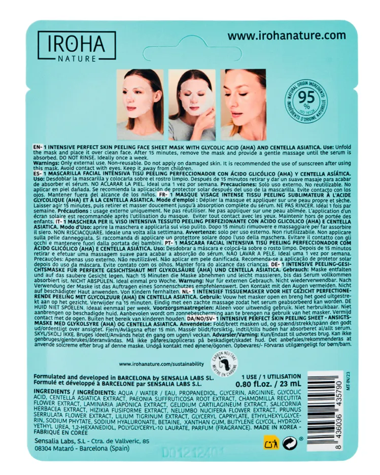 Пилинг маска с гликолова киселина Iroha Perfect Skin Peeling Face Mask with Glycolic Acid — 2