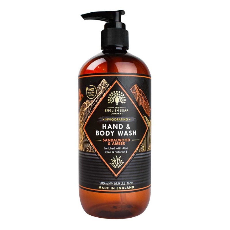 Душ гел 2в1 за ръце и тяло със Сандалово дърво и Кехлибар The English Soap Company Invigorating Sandalwood & Amber Hand & Body Wash 500ml