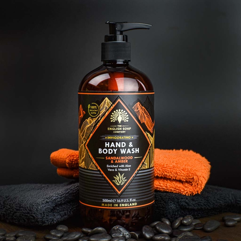 Душ гел 2в1 за ръце и тяло със Сандалово дърво и Кехлибар The English Soap Company Invigorating Sandalwood & Amber Hand & Body Wash 500ml — 2