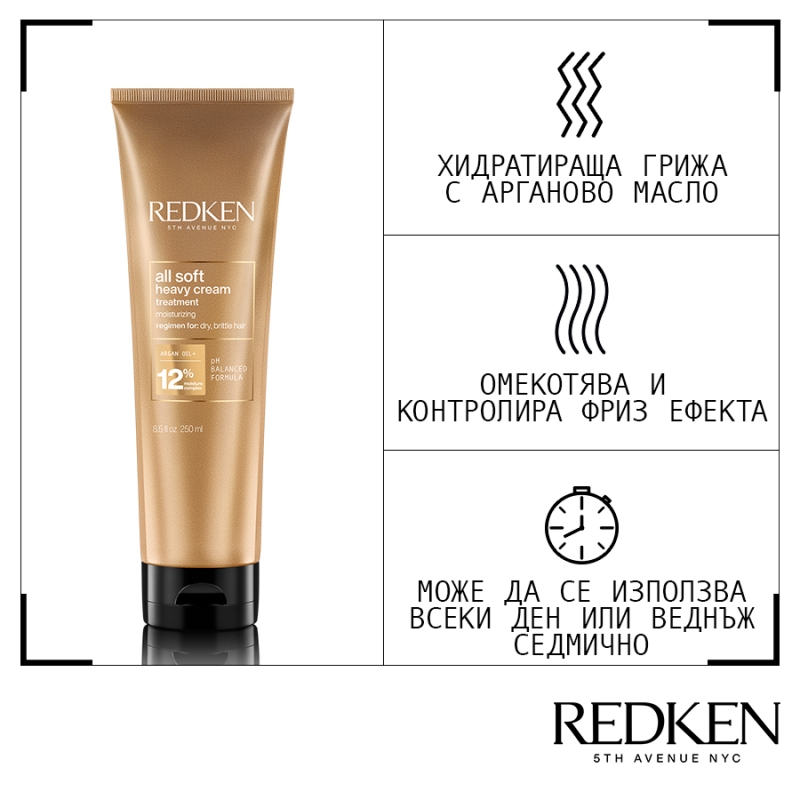 Хидратиращ комплект шампоан и маска за суха коса с арган Redken All Soft — 5