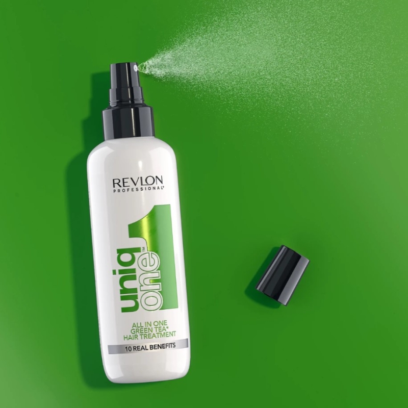10 в 1 Спрей маска без отмиване с аромат на зелен чай UniqOne Hair Treatment Green Tea Fragrance 150ml — 4
