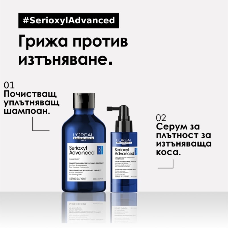 Почистващ и уплътняващ шампоан при изтъняваща коса Loreal Professionnel Serioxyl Purifier Bodifier Shampoo 300ml — 7