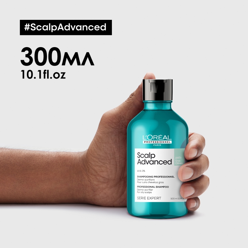 Почистващ шампоан за коса, склонна към омазняване Loreal Professionnel Serie Expert Scalp Advanced Anti-Oiliness Dermo-Purifier Shampoo 300ml — 9