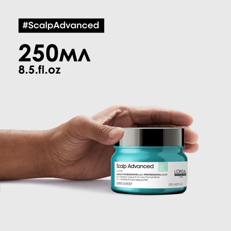 Грижа 2 в 1 шампоан и маска за скалп, склонен към омазняване Loreal Professionnel Serie Expert Scalp Advanced Anti-Oiliness 2-In-1 Deep Purifier Clay 250ml — 2