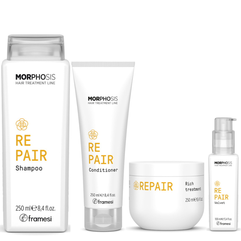 Възстановяващ комплект от 4 части Framesi Morphosis Repair Set 4pcs - Shampoo + Conditioner+ MAsk+ Fluid