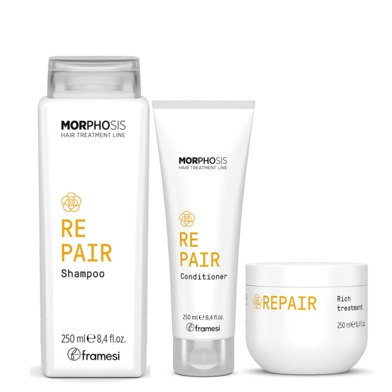 Възстановяващ сет за увредена коса Framesi Morphosis Repair Set 3pcs Shampoo + Conditioner+ Mask