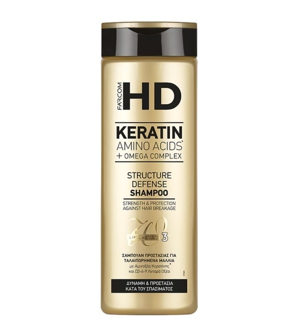 Шампоан за коса за сила и защита срещу накъсване с Кератин Farcom HD Keratin Amino Acids + Omega Complex Structure Defense Shampoo 400ml