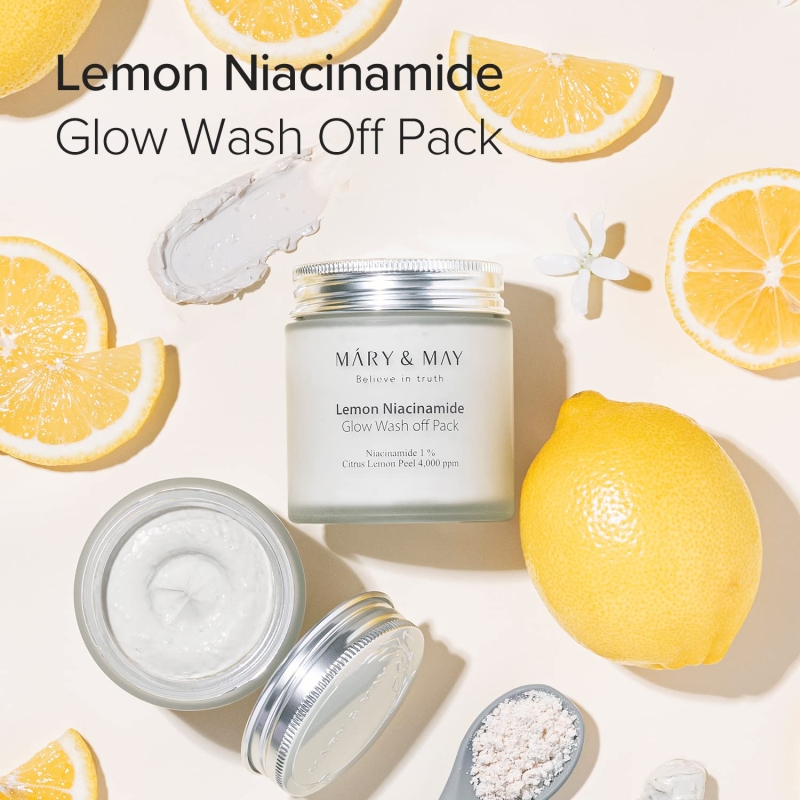 MARY&MAY Lemon Niacinamide Glow Wash Off Pack 125g — 3