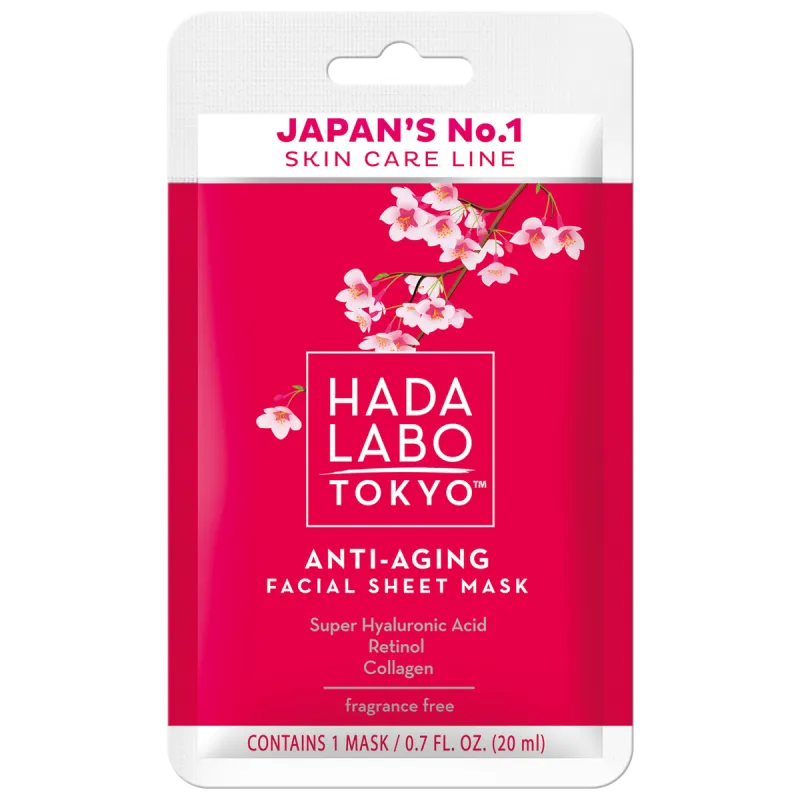 Текстилна маска за лице против бръчки с Хиалуронова киселина Hada Labo Anti-Aging Facial Sheet Mask