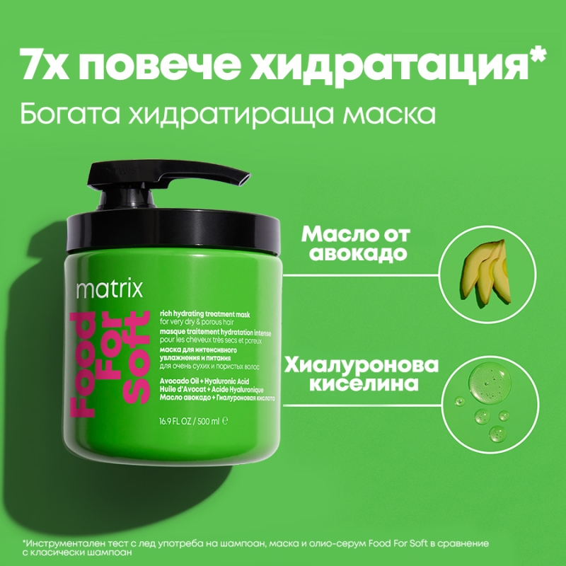Богата хидратираща маска за много суха коса Matrix Food For Soft Rich Hydrating Treatment Mask 500ml — 5