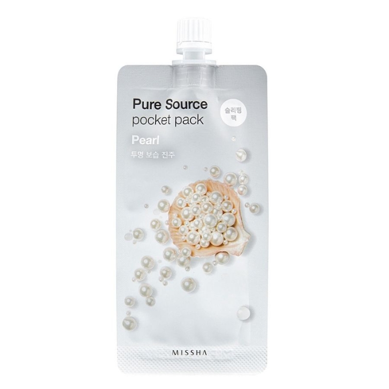 Нощна маска за лице с Перлени частици Missha Pure Source Pocket Pack Pearl 10ml